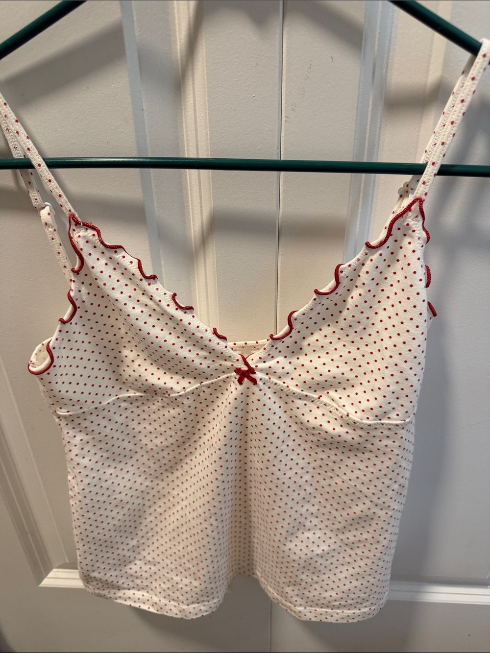 Brandy Melville White Cami with Red Polka Dots